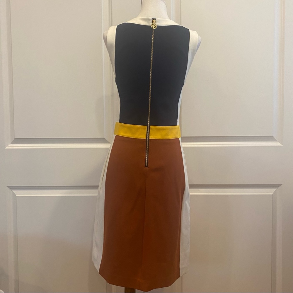 TORY BURCH Sleeveless Mod Design (Navy Rust & Gold) Midi A-line Dress - Picture 5 of 9